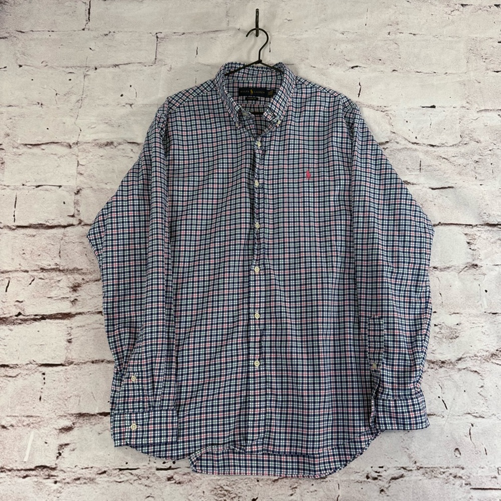 Men’s Ralph Lauren Plaid Button Front Up Down Oxford Collared Shirt - Size XL